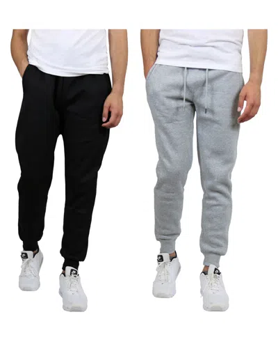 Blue Ice Men's 2-pack Fleece-lined Jogger Sweatpants In Black,heather Gray