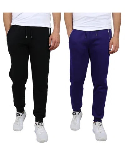 Blue Ice Men's 2-pack Fleece-lined Jogger Sweatpants In Black,navy
