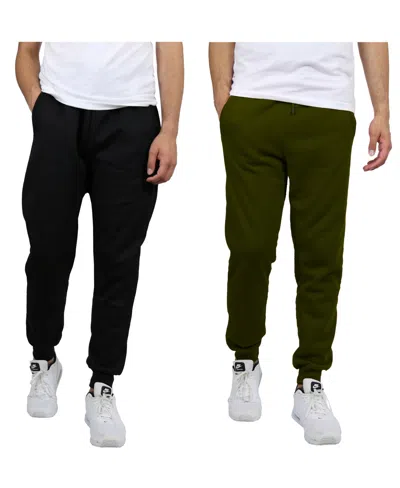 Blue Ice Men's 2-pack Fleece-lined Jogger Sweatpants In Black,olive