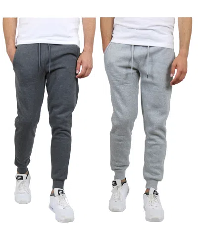 Blue Ice Men's 2-pack Fleece-lined Jogger Sweatpants In Charcoal,heather Gray