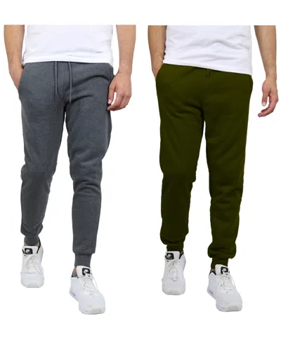 Blue Ice Men's 2-pack Fleece-lined Jogger Sweatpants In Charcoal,olive