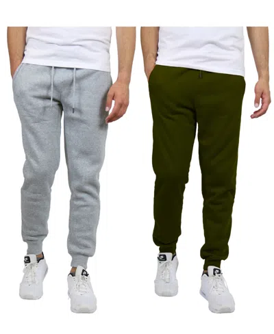 Blue Ice Men's 2-pack Fleece-lined Jogger Sweatpants In Heather Gray,olive