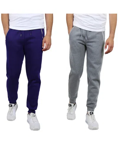 Blue Ice Men's 2-pack Fleece-lined Jogger Sweatpants In Navy,heather Gray