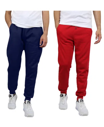 Blue Ice Men's 2-pack Fleece-lined Jogger Sweatpants In Balck,red