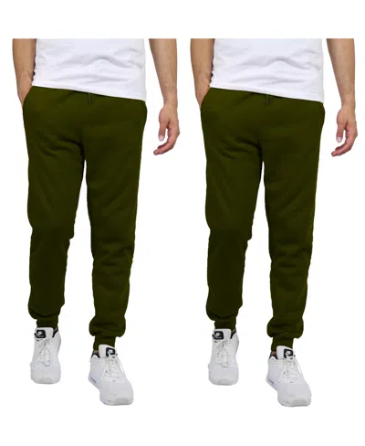 Blue Ice Men's 2-pack Fleece-lined Jogger Sweatpants In Olive