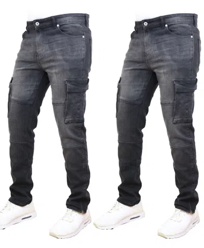 Blue Ice Men's 2-pack Stretch Cargo Pocket Jeans In Black