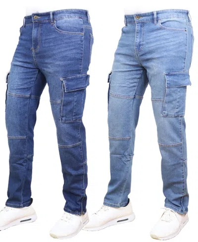Blue Ice Men's 2-pack Stretch Cargo Pocket Jeans In Blue