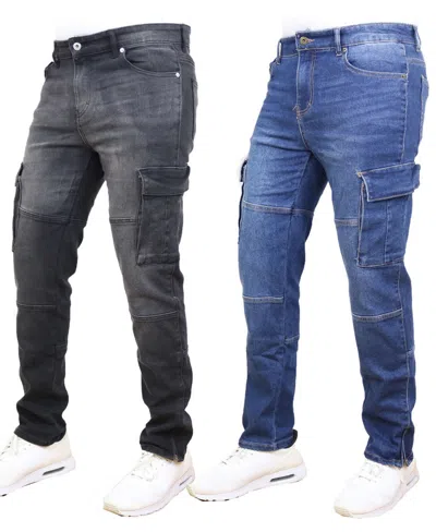 Blue Ice Men's 2-pack Stretch Cargo Pocket Jeans In Blue