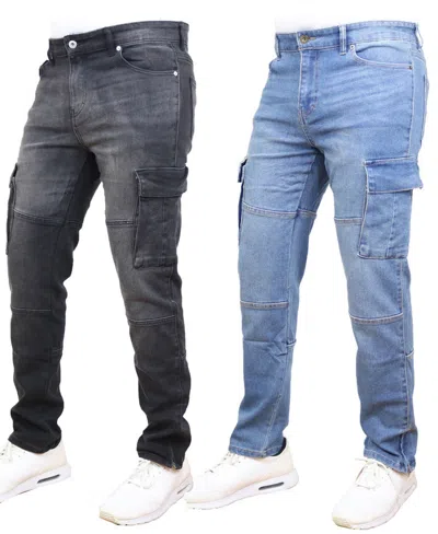 Blue Ice Men's 2-pack Stretch Cargo Pocket Jeans In Multi
