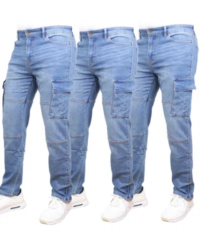 Blue Ice Men's 3-pack Stretch Cargo Pocket Jeans In Blue