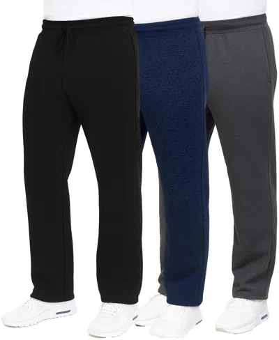 Blue Ice Men's Classic Heavyweight Fleece Sweatpants With Open Bottom -3 Pack In Black
