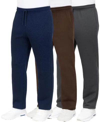 Blue Ice Men's Classic Heavyweight Fleece Sweatpants With Open Bottom -3 Pack In Gray