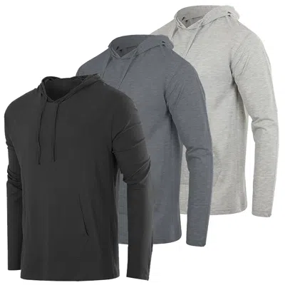 Blue Ice Men's Cotton Lightweight Casual Pullover Drawstring Hoodie With Pocket-3 Pack In Multi