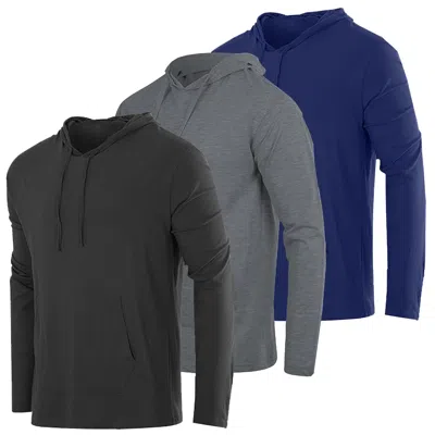Blue Ice Men's Cotton Lightweight Casual Pullover Drawstring Hoodie With Pocket-3 Pack In Multi