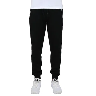 Blue Ice Men's Fleece-lined Jogger Sweatpants With Zipper Pockets In Black