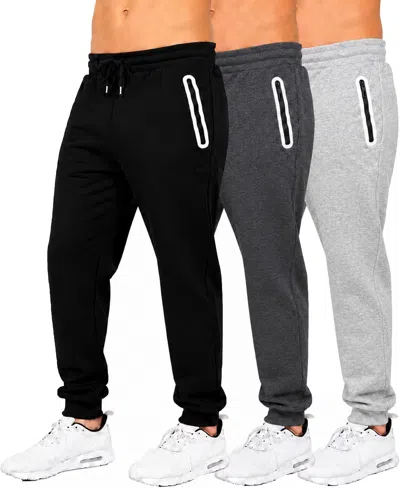 Blue Ice Men's Fleece-lined Slim-fit Jogger Sweatpants, 3-pack Set In Black