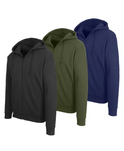 Blue Ice Men's Full Zip Hooded Sweatshirt, 3-pack In Multi
