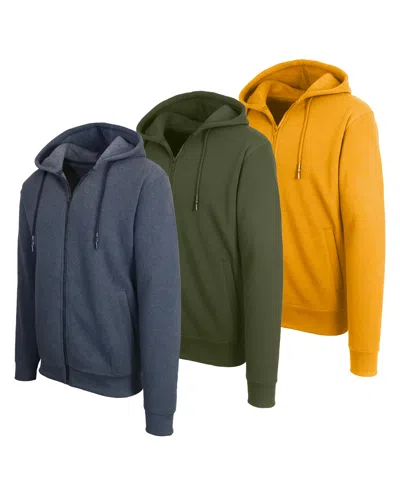 Blue Ice Men's Full Zip Hooded Sweatshirt, 3-pack In Multi