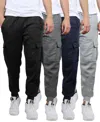 BLUE ICE MEN'S HEAVYWEIGHT FLEECE-LINED CARGO JOGGER SWEATPANTS-4PK