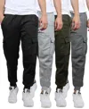 BLUE ICE MEN'S HEAVYWEIGHT FLEECE-LINED CARGO JOGGER SWEATPANTS-4PK