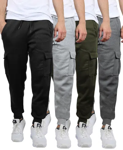 Blue Ice Men's Heavyweight Fleece-lined Cargo Jogger Sweatpants-4pk In B-hg-o-c