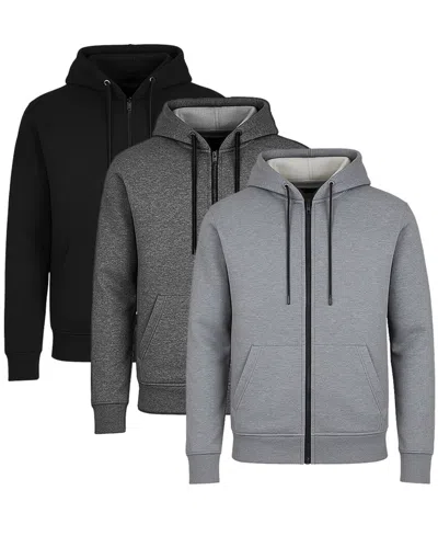 Blue Ice Men's Lined Full-zip Hoodie, 3-pack In Multi