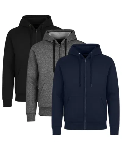 Blue Ice Men's Lined Full-zip Hoodie, 3-pack In Multi