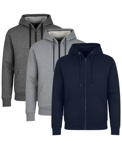 Blue Ice Men's Lined Full-zip Hoodie, 3-pack In Multi