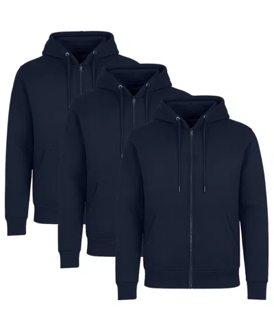 Blue Ice Men's Lined Full-zip Hoodie, 3-pack In Multi