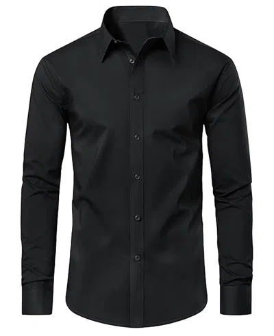 Blue Ice Men's Long Sleeve Classic Dress Shirt In Black