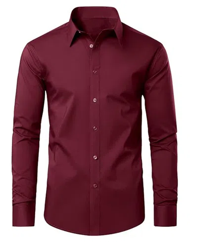 Blue Ice Men's Long Sleeve Classic Dress Shirt In Burgundy