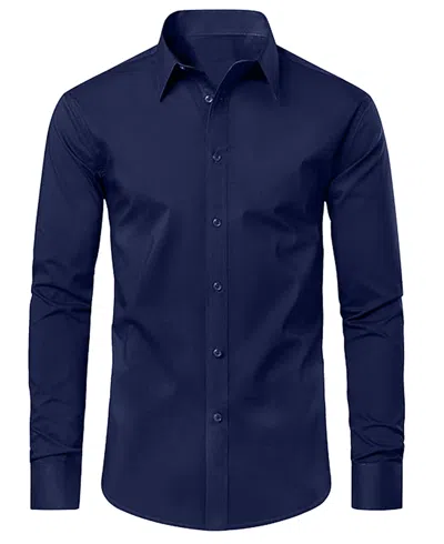 Blue Ice Men's Long Sleeve Classic Dress Shirt In Navy