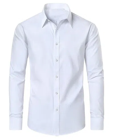 Blue Ice Men's Long Sleeve Classic Dress Shirt In White