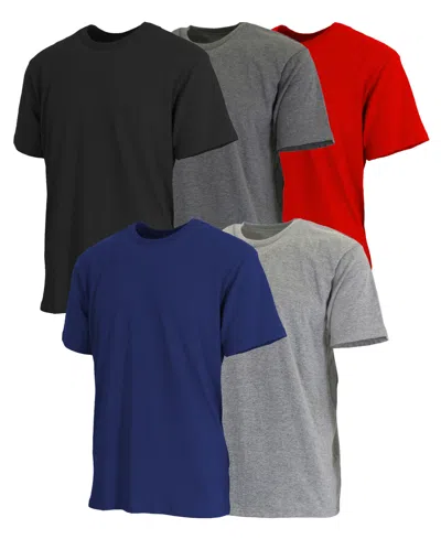 Blue Ice Men's Short Sleeve Crew Neck Tee-5 Pack In Black-charcoal-red-navy-heather Grey