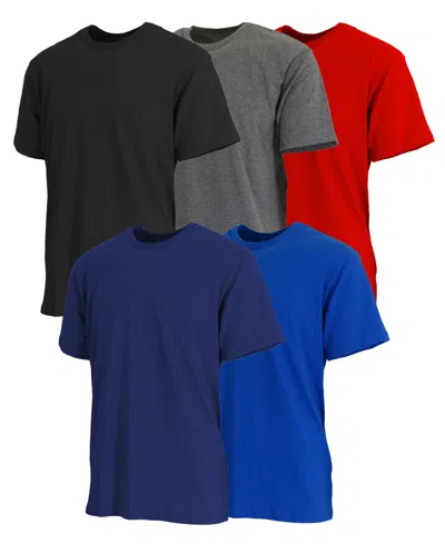 Blue Ice Men's Short Sleeve Crew Neck Tee-5 Pack In Black-charcoal-red-navy-royal