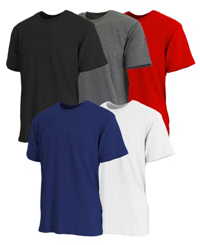 Blue Ice Men's Short Sleeve Crew Neck Tee-5 Pack In Black-charcoal-red-navy-white