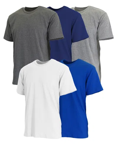 Blue Ice Men's Short Sleeve Crew Neck Tee-5 Pack In Charcoal-navy-heather Grey-white-royal