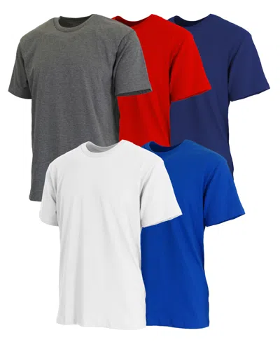 Blue Ice Men's Short Sleeve Crew Neck Tee-5 Pack In Charcoal-red-navy-white-royal