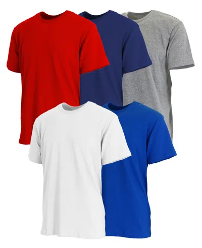 Blue Ice Men's Short Sleeve Crew Neck Tee-5 Pack In Red-navy-heather Grey-white-royal