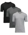Blue Ice Men's Short Sleeve V-neck T-shirt, Pack Of 3 In Black-charcoal-heather Gray