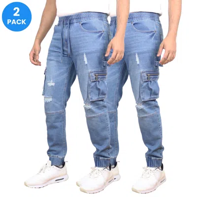Blue Ice Men's Stretch Cargo Carpenter Jean Jogger-2 Pack In Multi