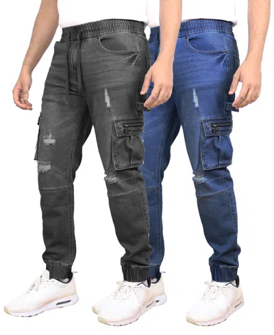 Blue Ice Men's Stretch Cargo Carpenter Jeans Joggers Set, 2-pack In Multi