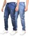 Blue Ice Men's Stretch Cargo Carpenter Jeans Joggers Set, 2-pack In Blue