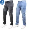 Blue Ice Men's Stretch Cargo Pocket Jeans-2 Pack In Multi