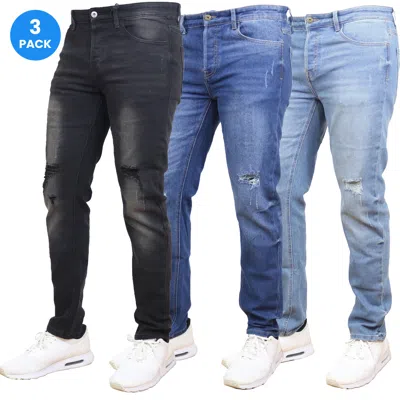 Blue Ice Men's Stretch Ripped Jeans-3 Pack In Multi