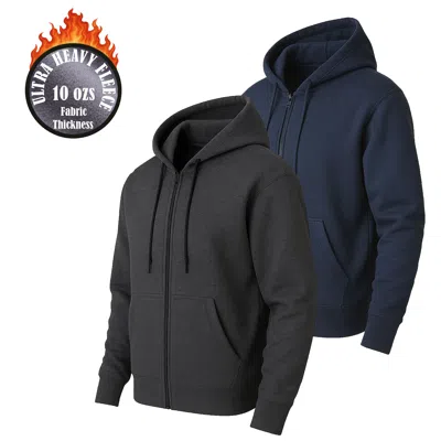 Blue Ice Men's Super Heavyweight Fleece Lined Full-zip Hoodie-2 Pack In Multi