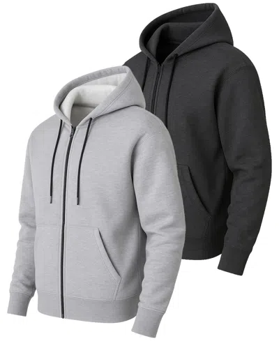 Blue Ice Men's Super Heavyweight Fleece Lined Full-zip Hoodie, 2-pack In Multi