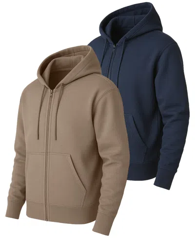 Blue Ice Men's Super Heavyweight Fleece Lined Full-zip Hoodie, 2-pack In Multi
