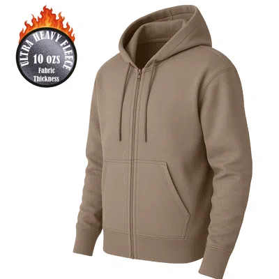 Blue Ice Men's Super Heavyweight Fleece Lined Full-zip Hoodie In Brown