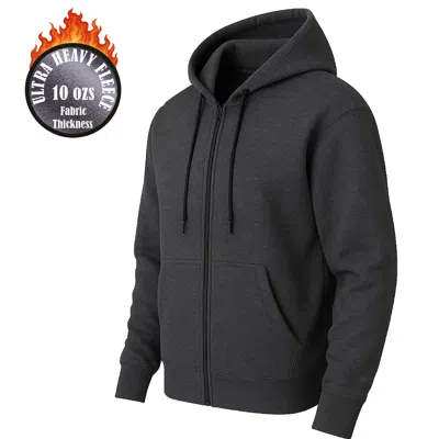 Blue Ice Men's Super Heavyweight Fleece Lined Full-zip Hoodie In Black